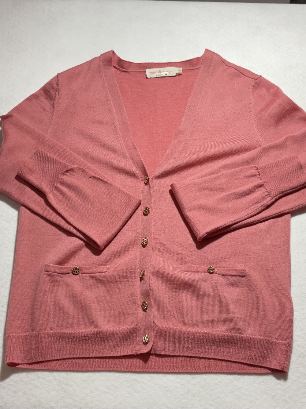 Tory Burch Rose Pink Button-Front V-Neck Cardigan